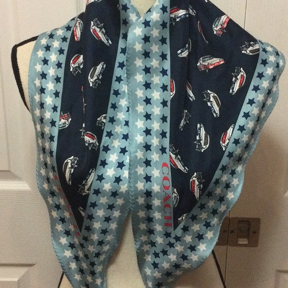 Vintage Coach silk scarf cars and stars theme - Picture 5 of 8
